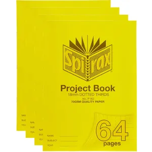 4x Spirax P162 Project Book 18mm Dotted Thirds 70GSM 64 Page 330x240mm