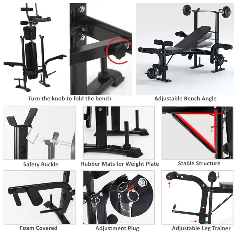 7-In-1 Barbell Rack Weight Bench E8-6-5