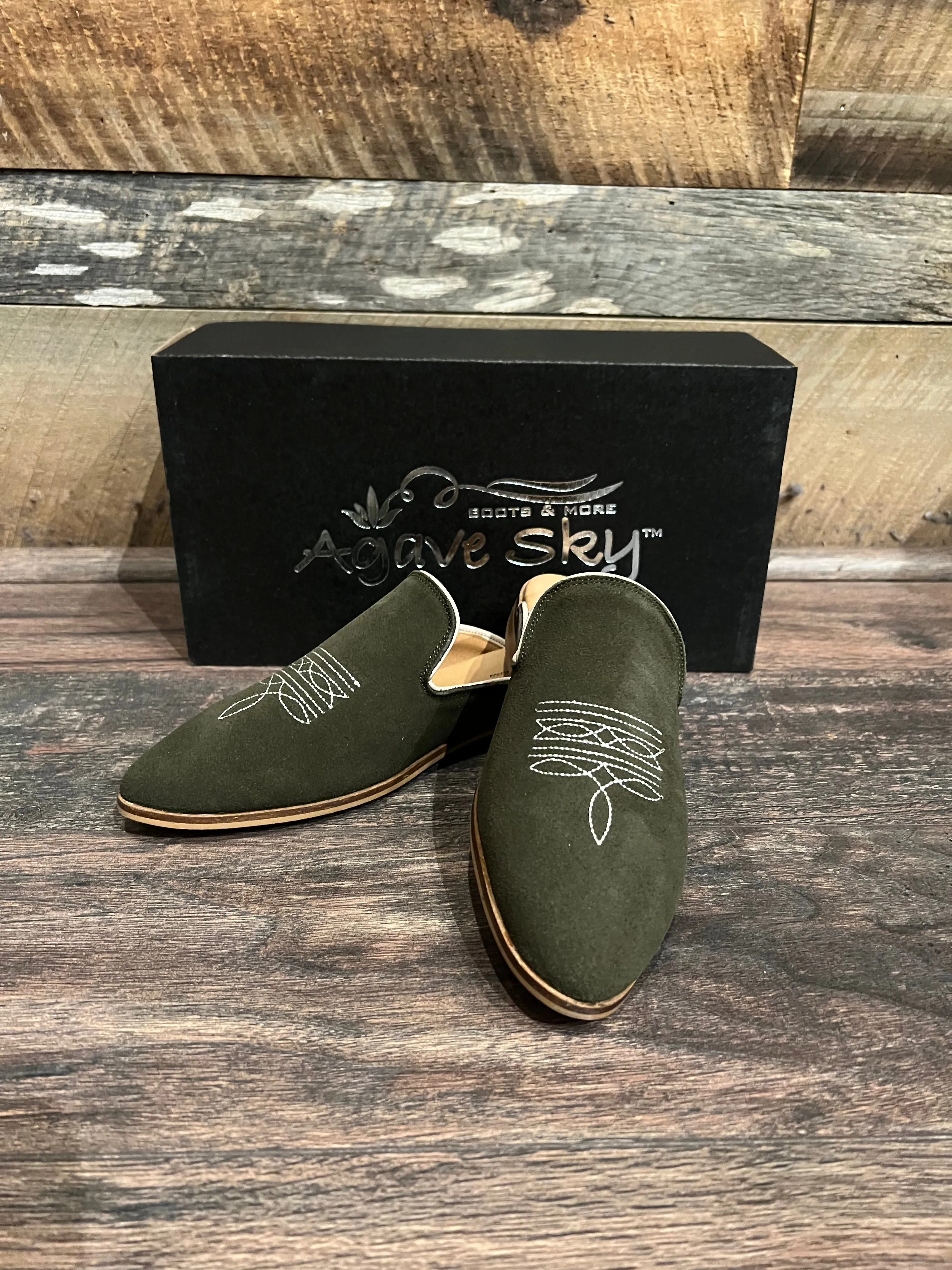 Adaire Western Olive Mule Flats