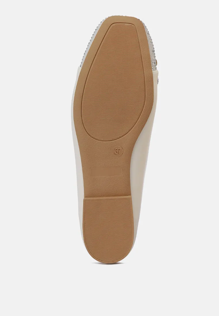 Aine Rhinestones Embellished Toe Cap Ballerinas