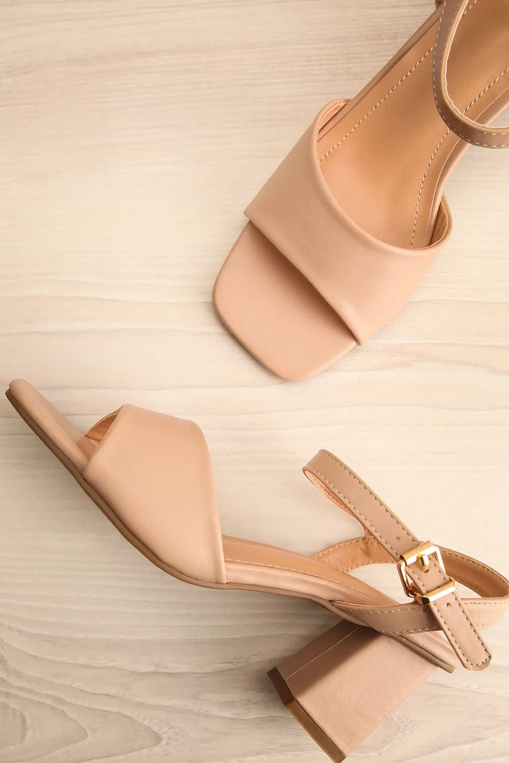 Anelie Beige | Block Heeled Sandals