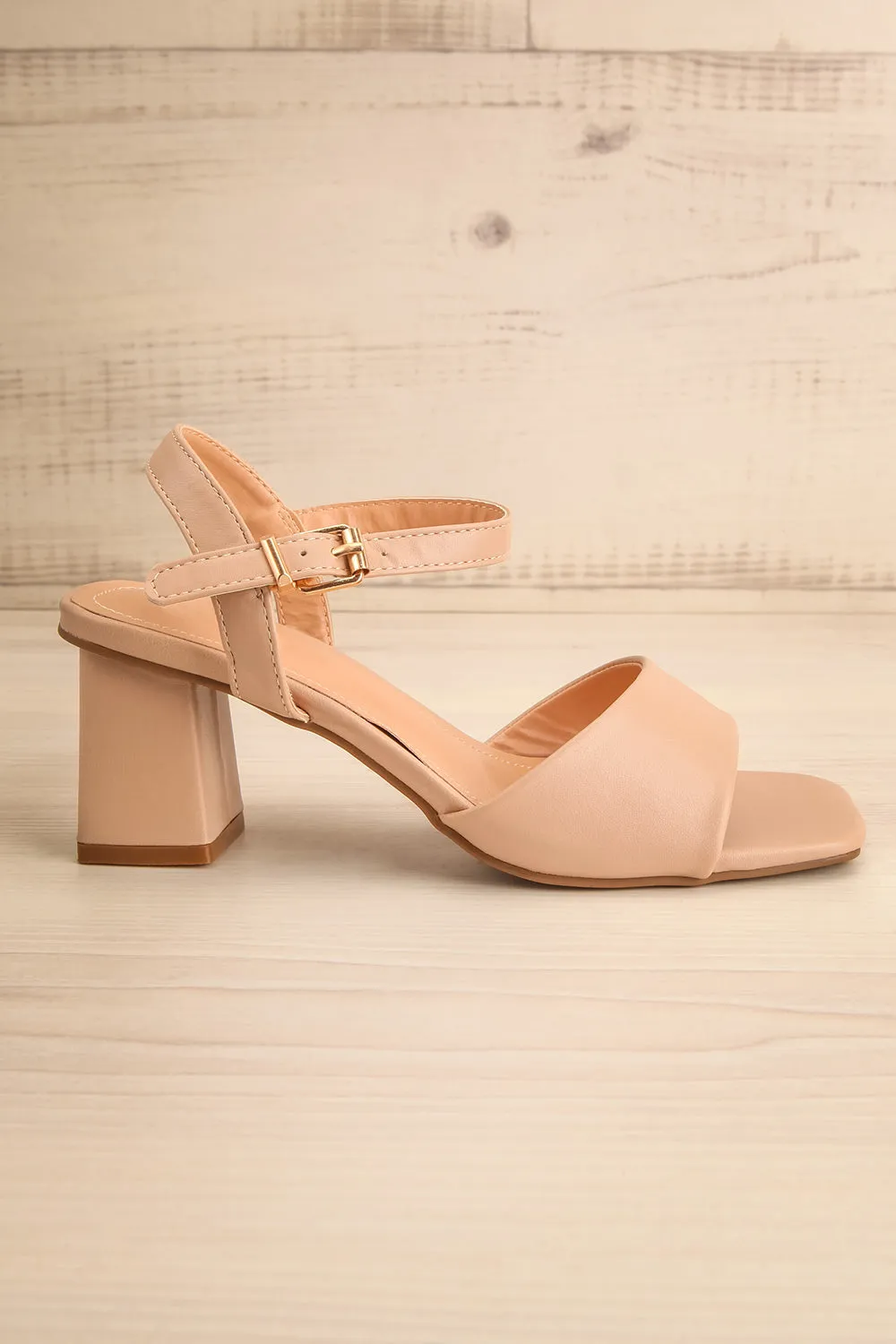 Anelie Beige | Block Heeled Sandals
