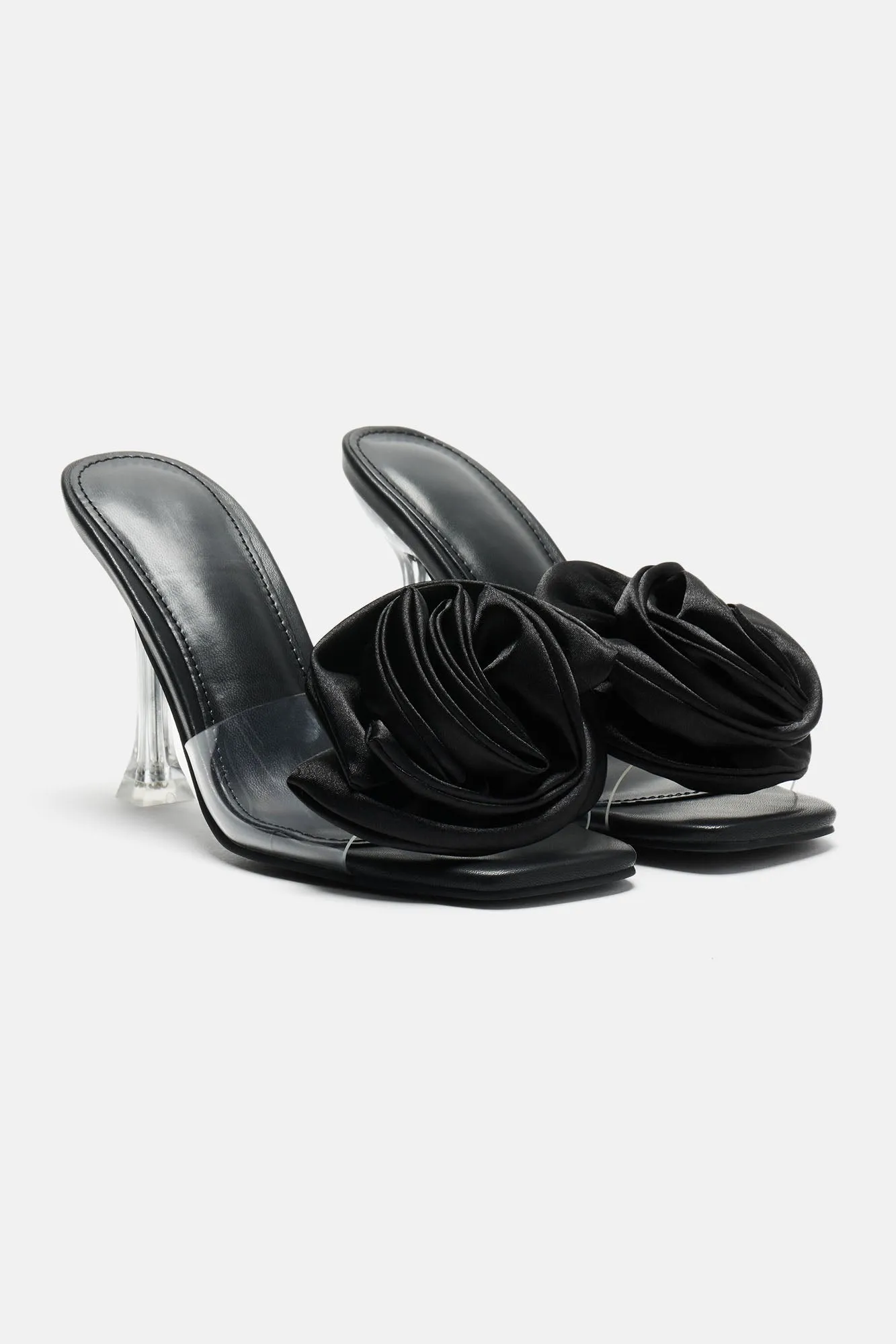 Anisa Flower Mules - Black