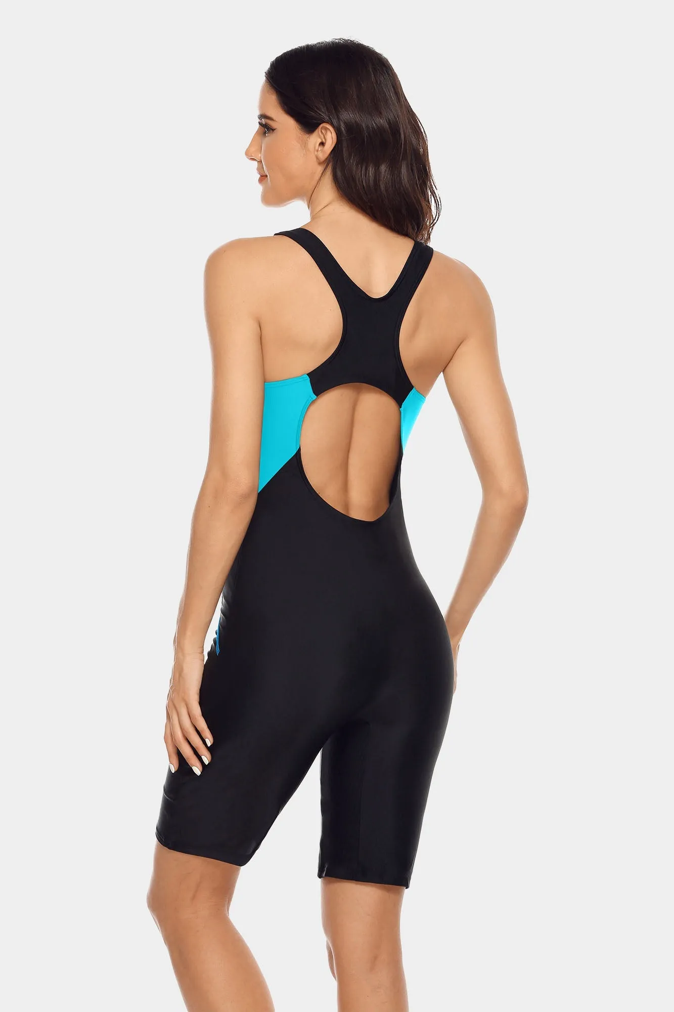 Attraco Women Boyleg Swimsuit One Piece Racerback