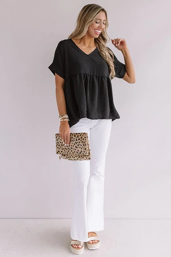 Backseat Sips Babydoll Top in Black