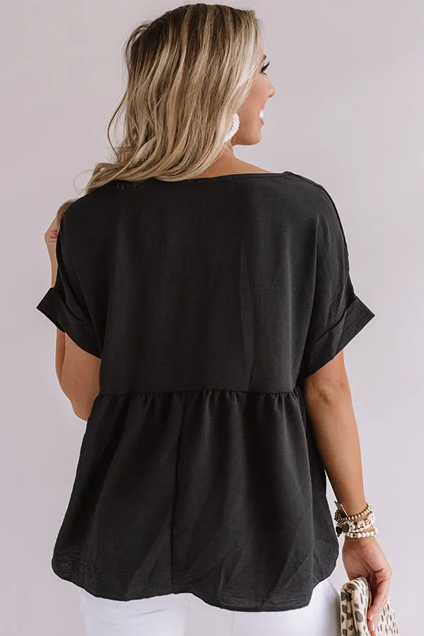 Backseat Sips Babydoll Top in Black