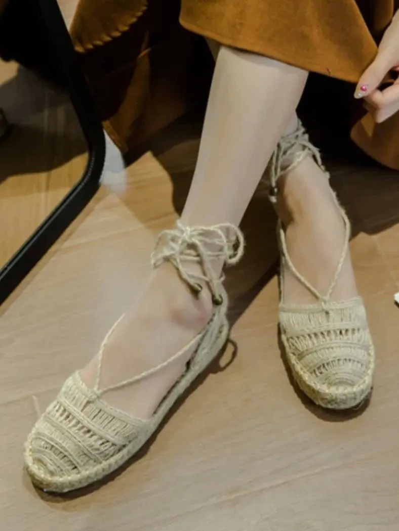 Beige natural platform espadrille wedge sandals