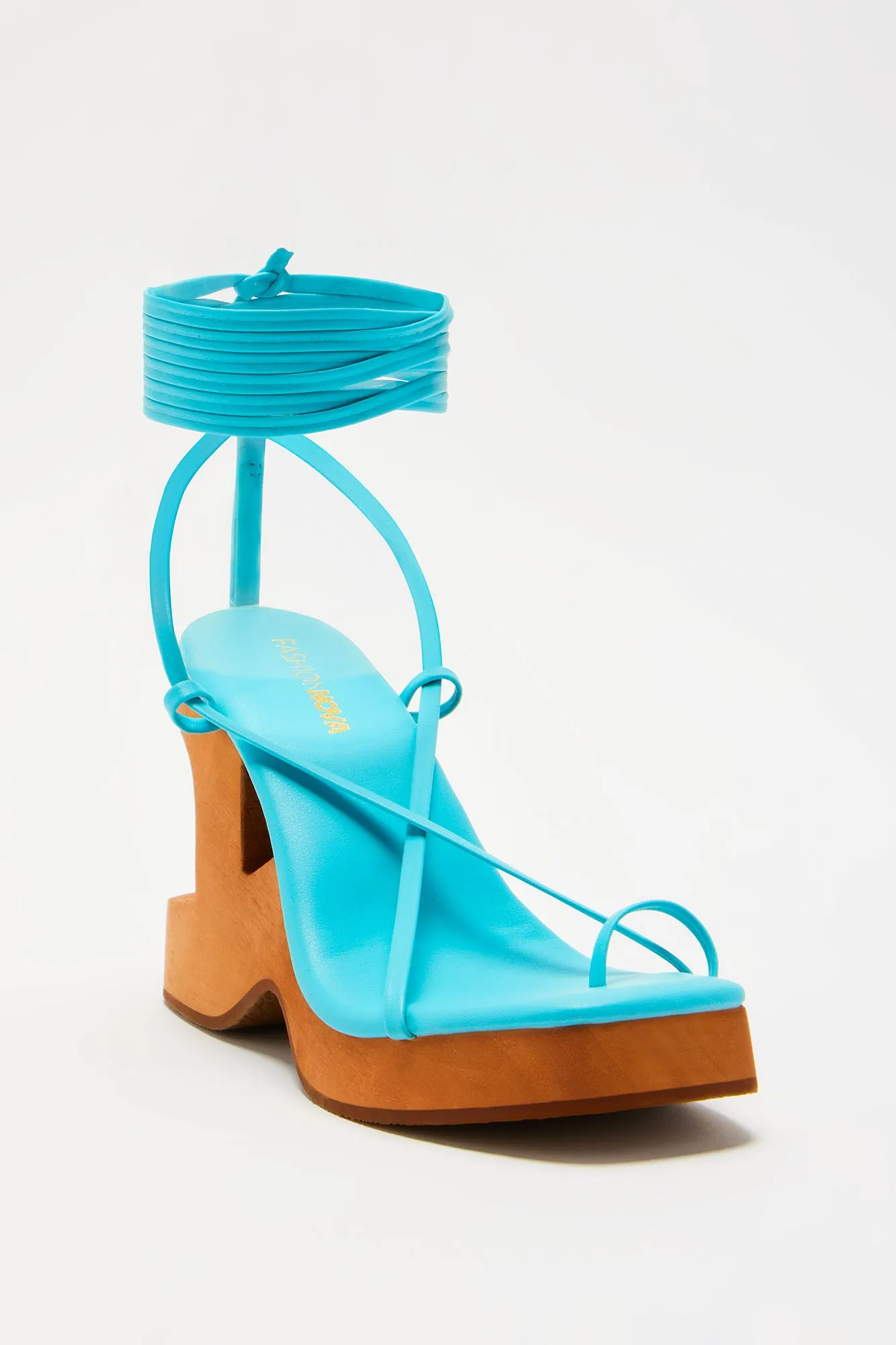 Best Vibes Platform Wrap Up Heels - Turquoise