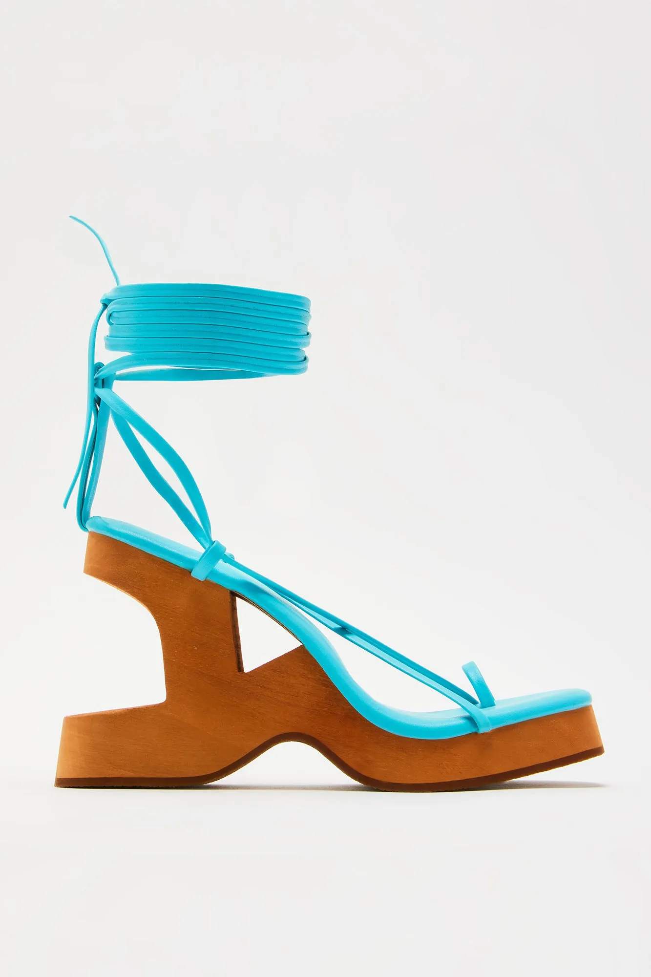 Best Vibes Platform Wrap Up Heels - Turquoise