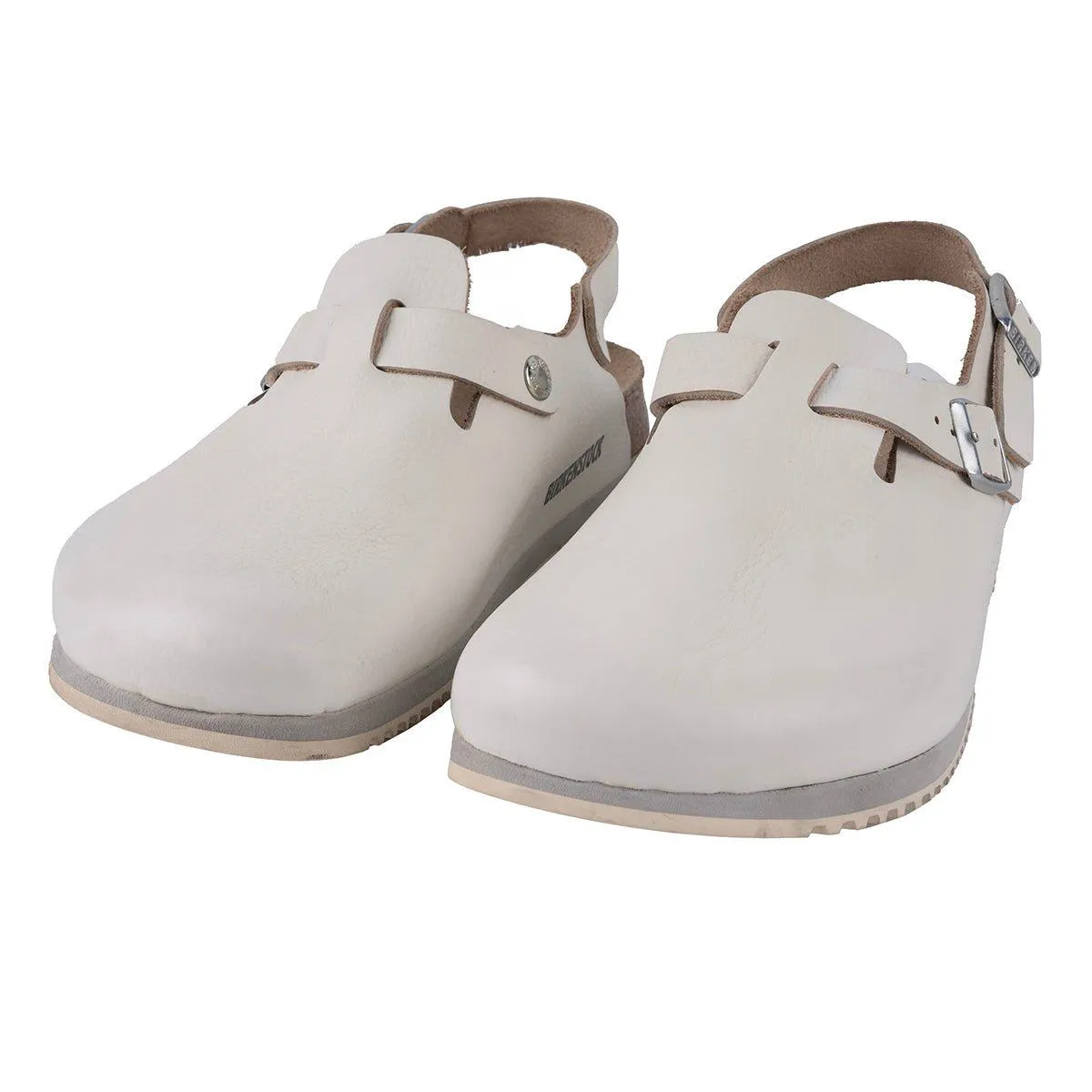 Birkenstock Tokio Super Mule Grip Clogs Leather White Colour For Women