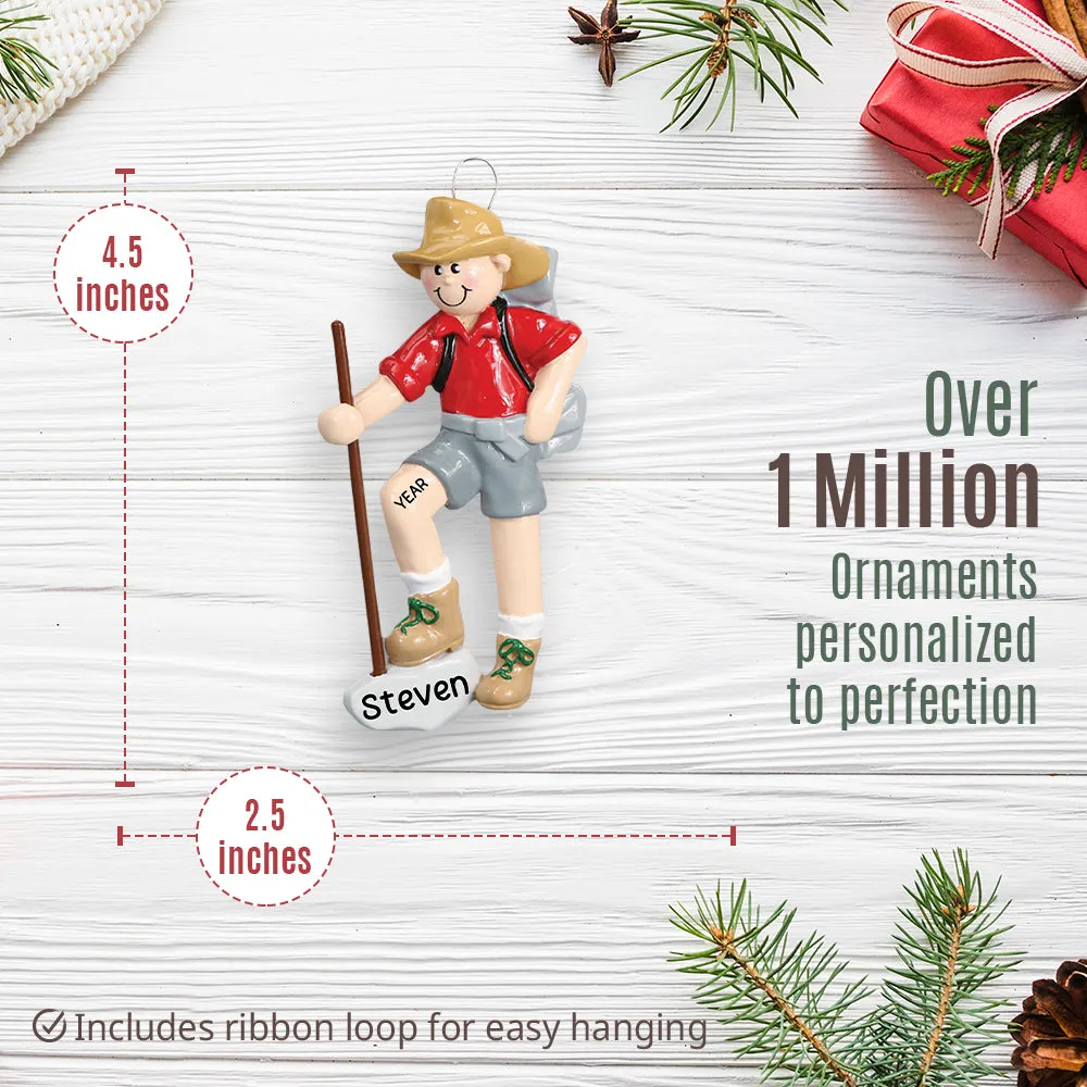 Boy Scout / Guy Hiker Personalized Ornament
