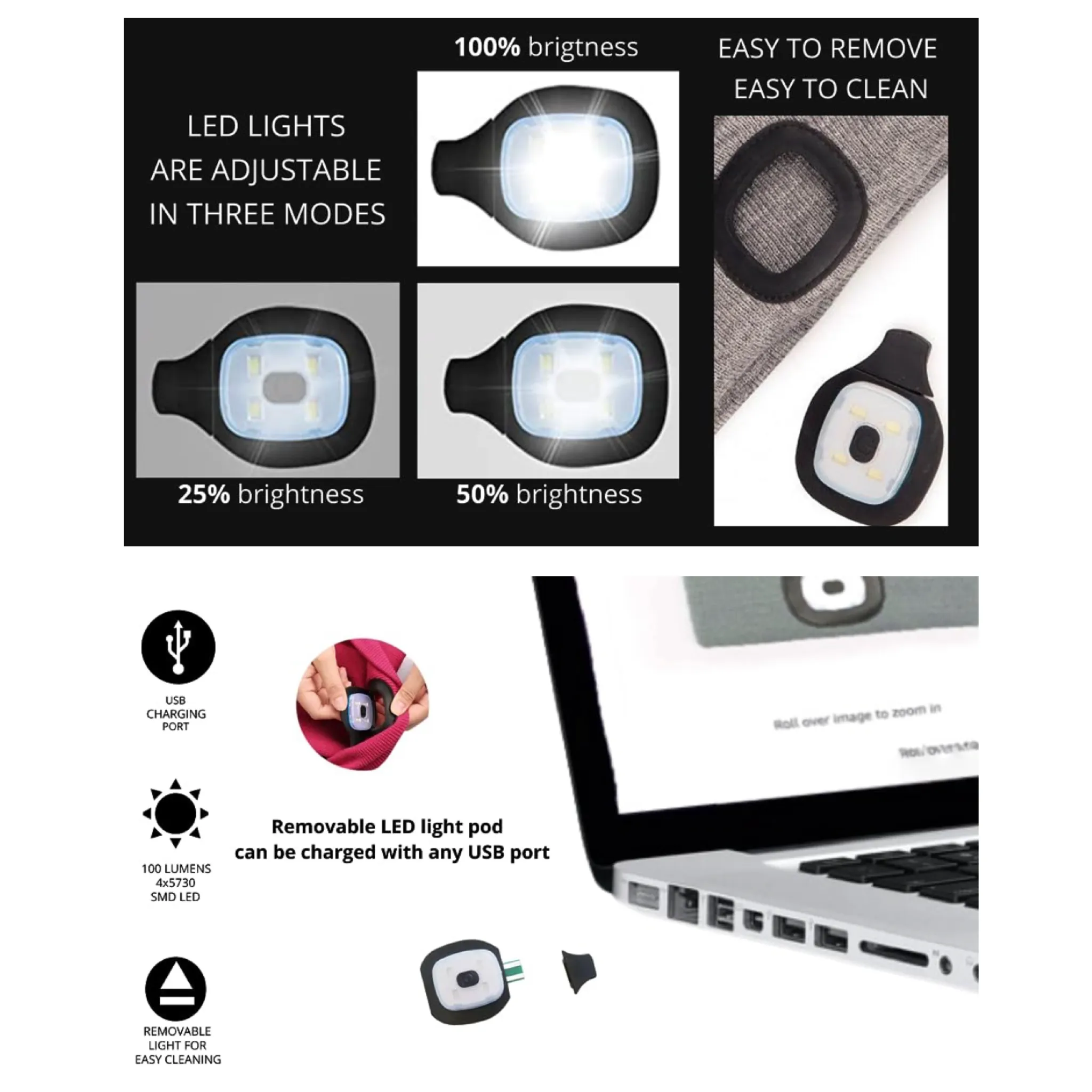 Brightside Collection Rechargeable LED Beanie Hat - Womens