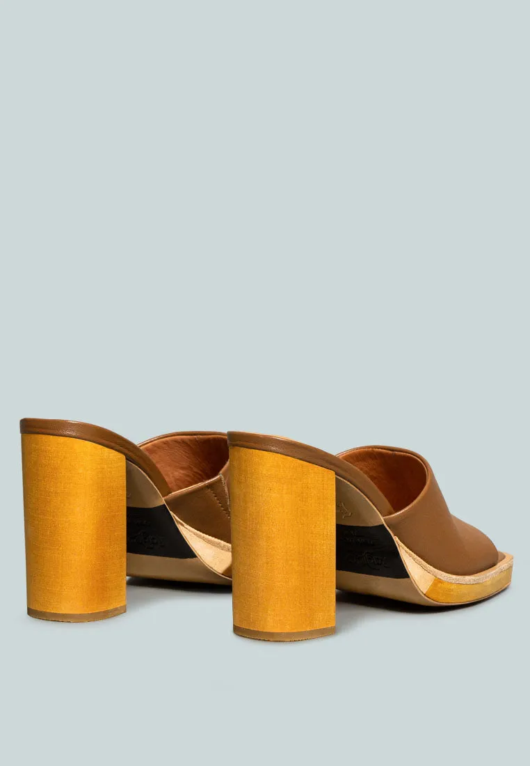 Carey Leather High Heeled Block Sandal