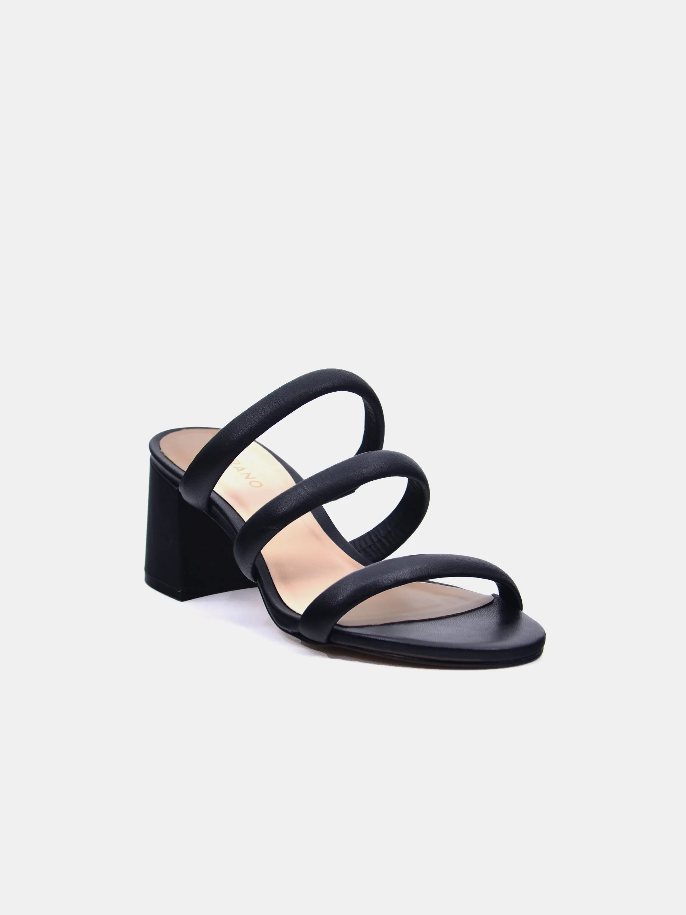 Carrano Women's Open Triple Straps Block Heel Leather Sandals