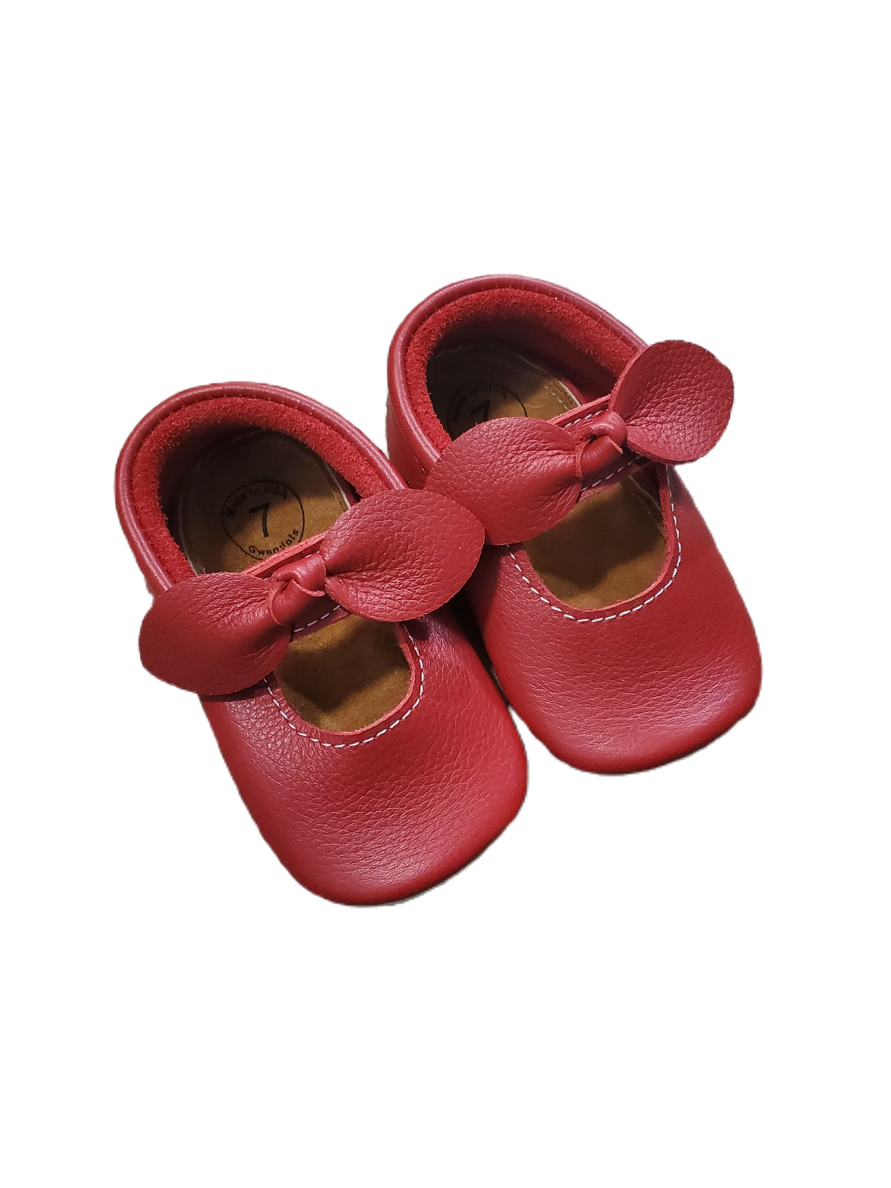Christmas Red Scalloped Bow Moccasin