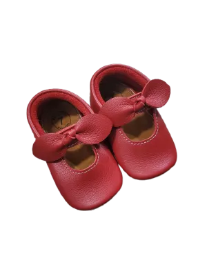 Christmas Red Scalloped Bow Moccasin