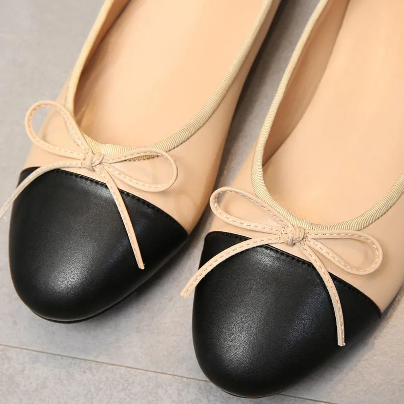 Classic Ballet Flats with Simple Bow Knot Accent