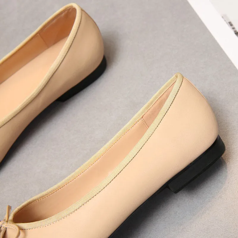 Classic Ballet Flats with Simple Bow Knot Accent