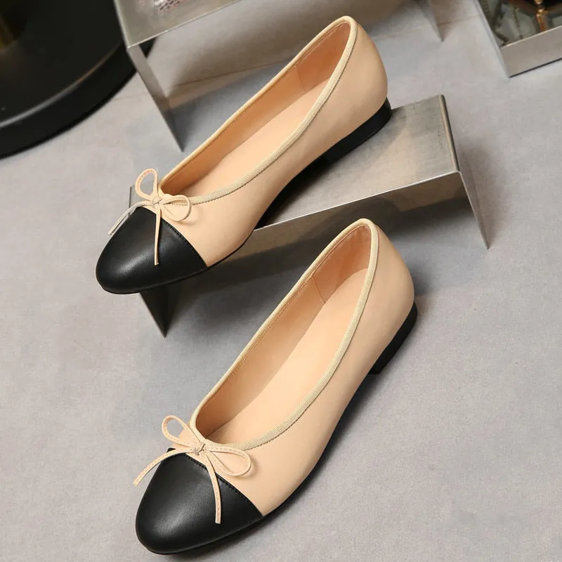 Classic Ballet Flats with Simple Bow Knot Accent