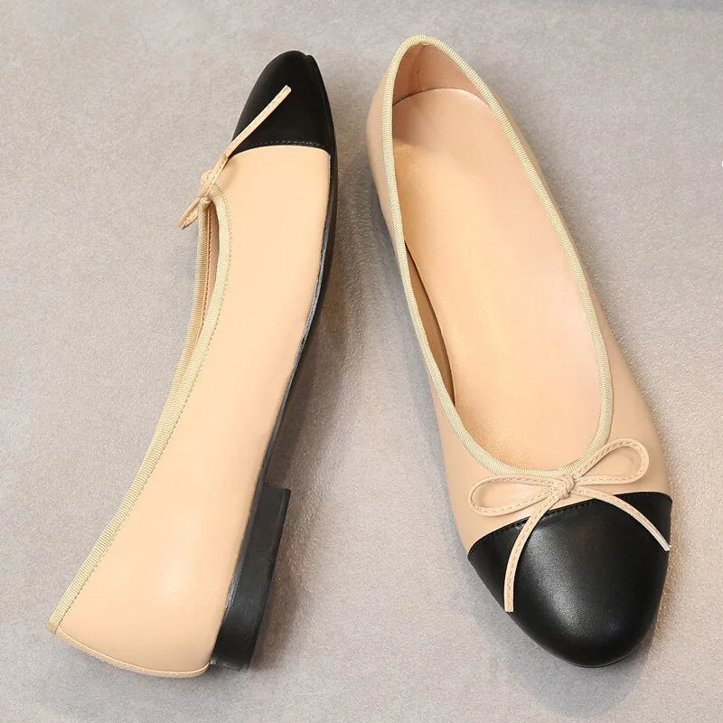 Classic Ballet Flats with Simple Bow Knot Accent