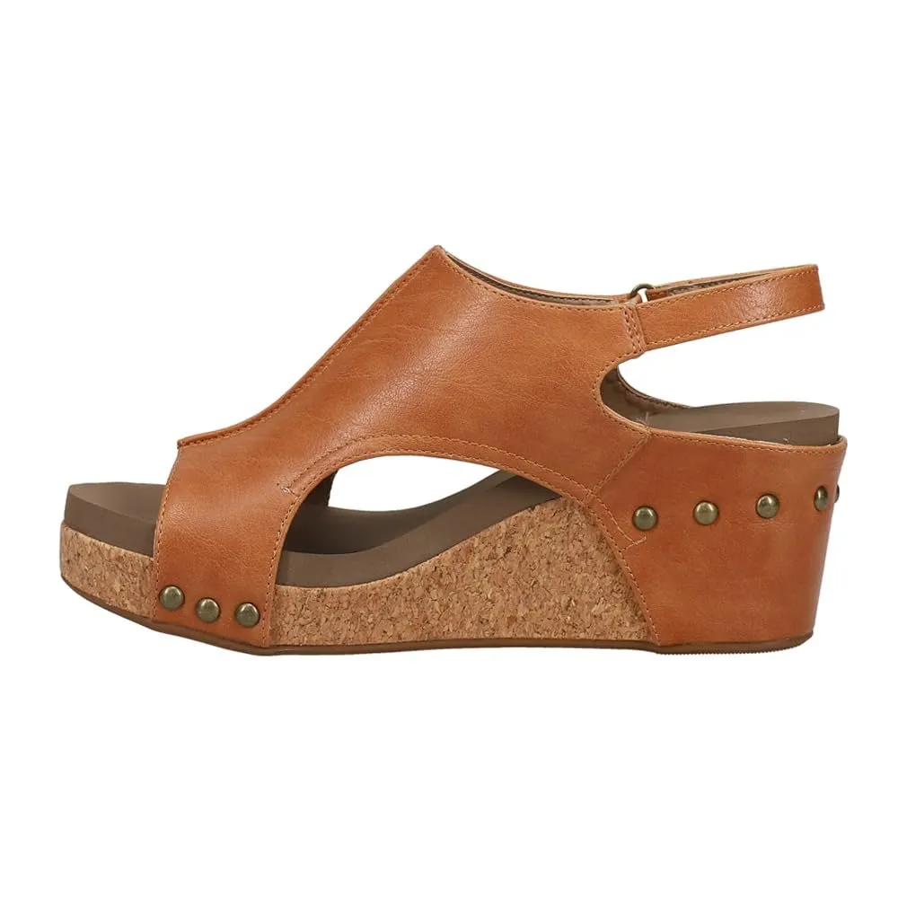 Corkys Women's Carley Cognac Smooth Wedge Sandal