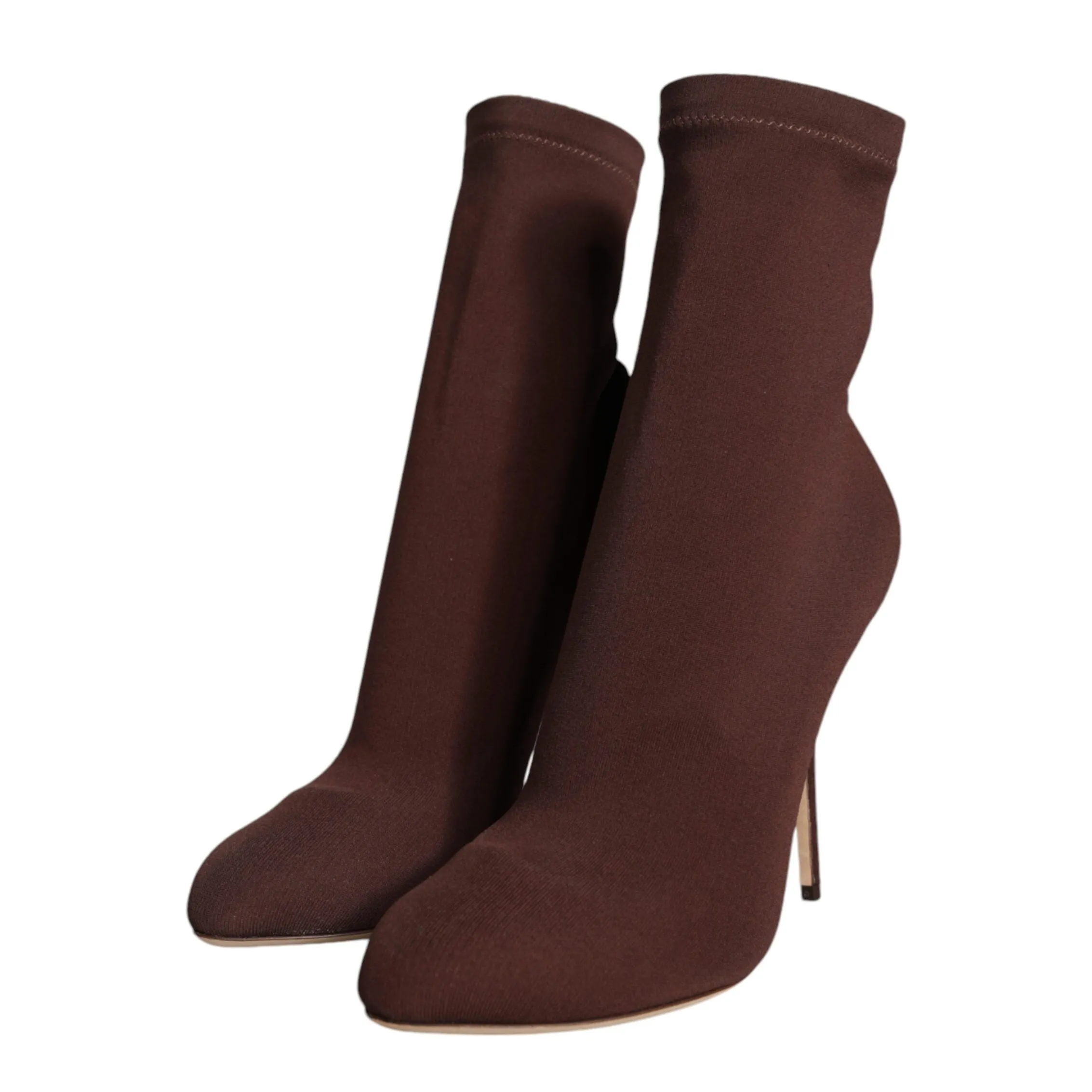 Dolce & Gabbana Brown Stiletto Socks Ankle Boots