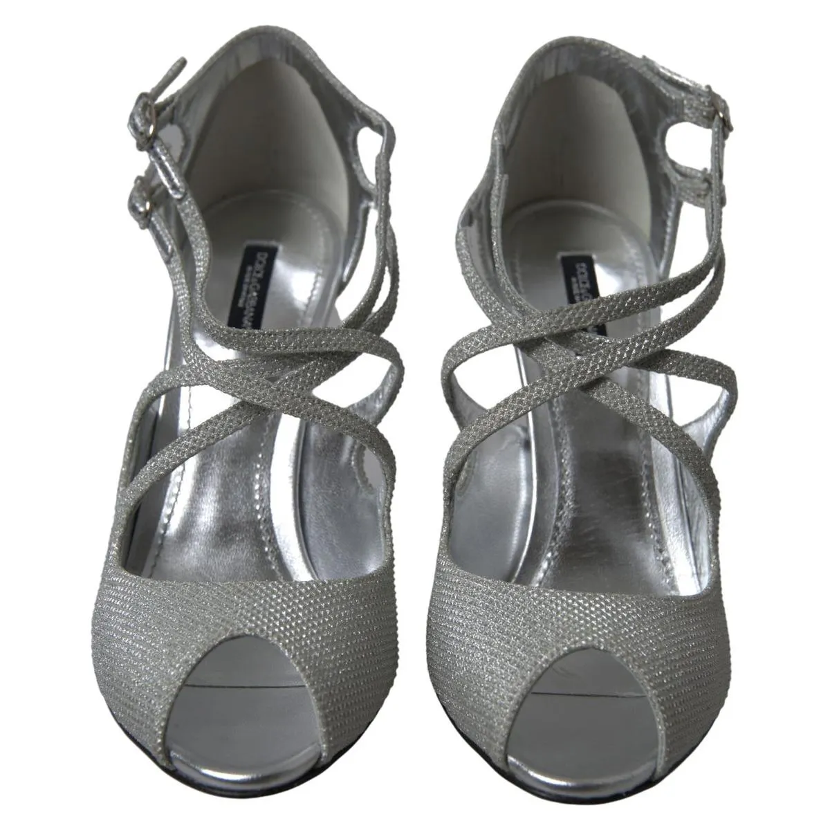 Dolce & Gabbana Elegant Shimmering Silver High-Heeled Sandals