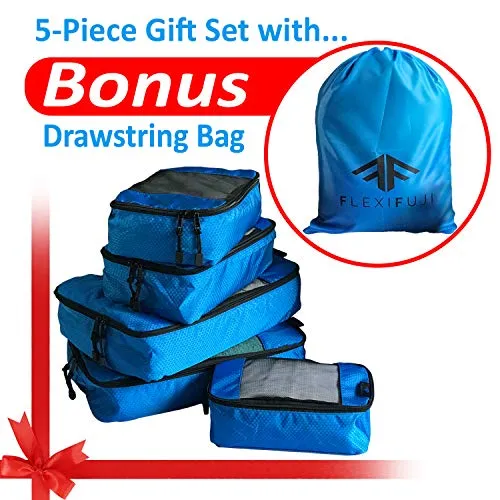 Flexi Fuji 5 set Packing Cubes - Travel Luggage Packing Organizers Honeycomb Mesh with Laundry Bag