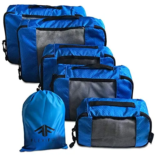 Flexi Fuji 5 set Packing Cubes - Travel Luggage Packing Organizers Honeycomb Mesh with Laundry Bag