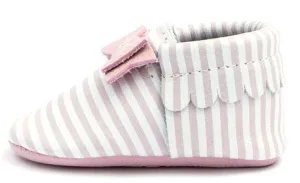 Freshly Picked Pink Candy Stripe Bow Moccasins