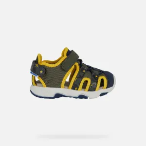 GEOX Toddler Multy Closed toe Sandals Military/Ochreyellow