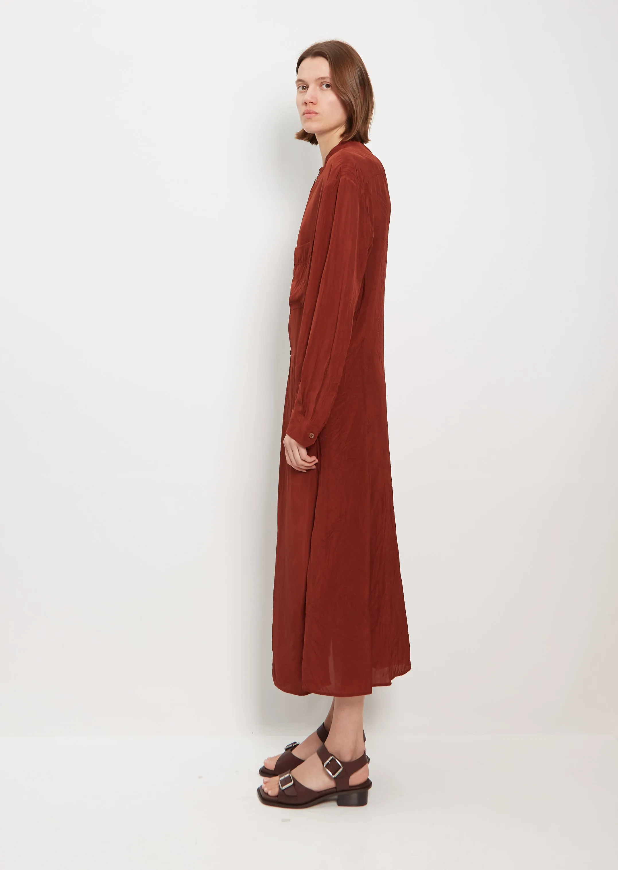 Gusset Collar Shirt Dress