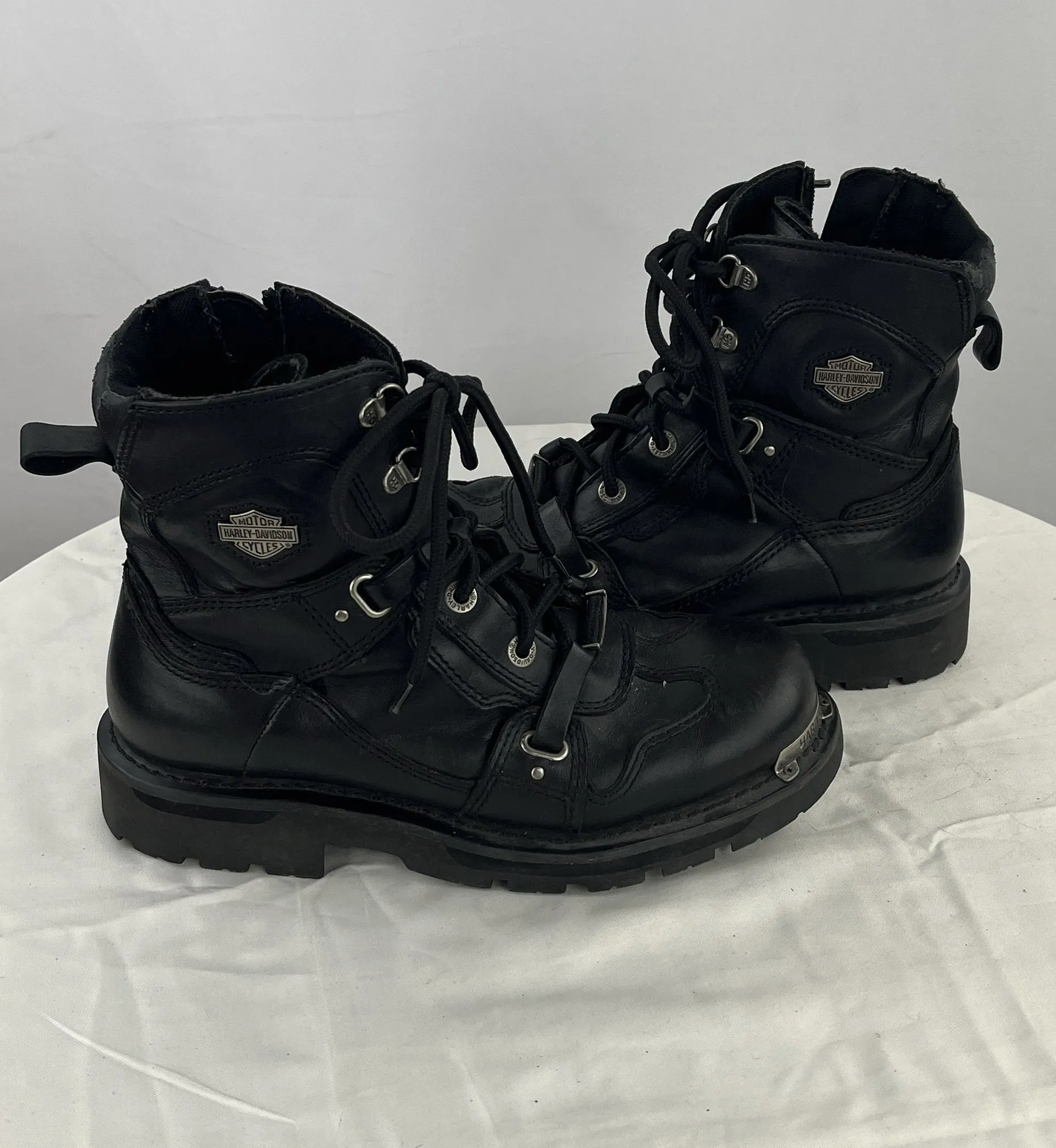 Harley Davidson Women's #84499 Black Leather Steel Tag Hiking Boots Size 9
