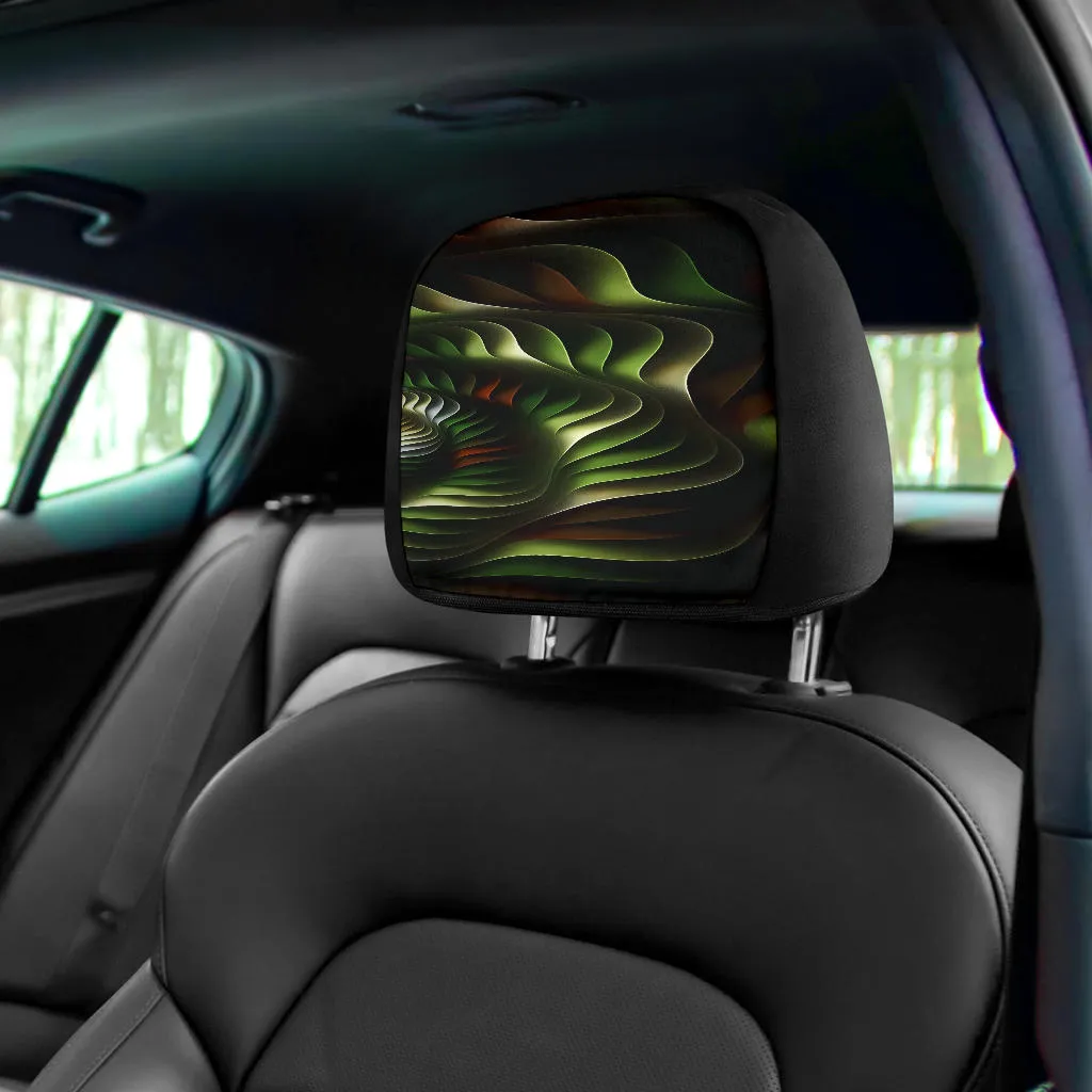 Headrest Covers Green and Brown Spirals