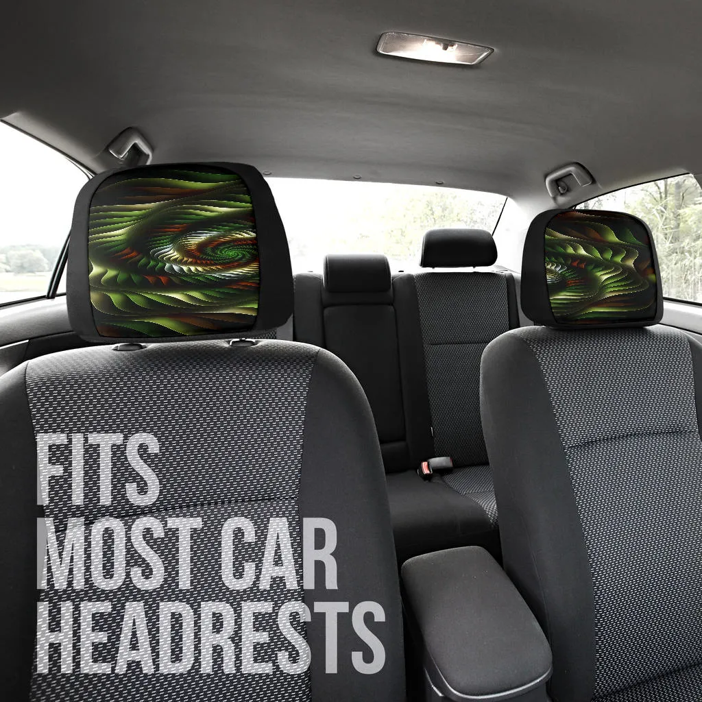 Headrest Covers Green and Brown Spirals
