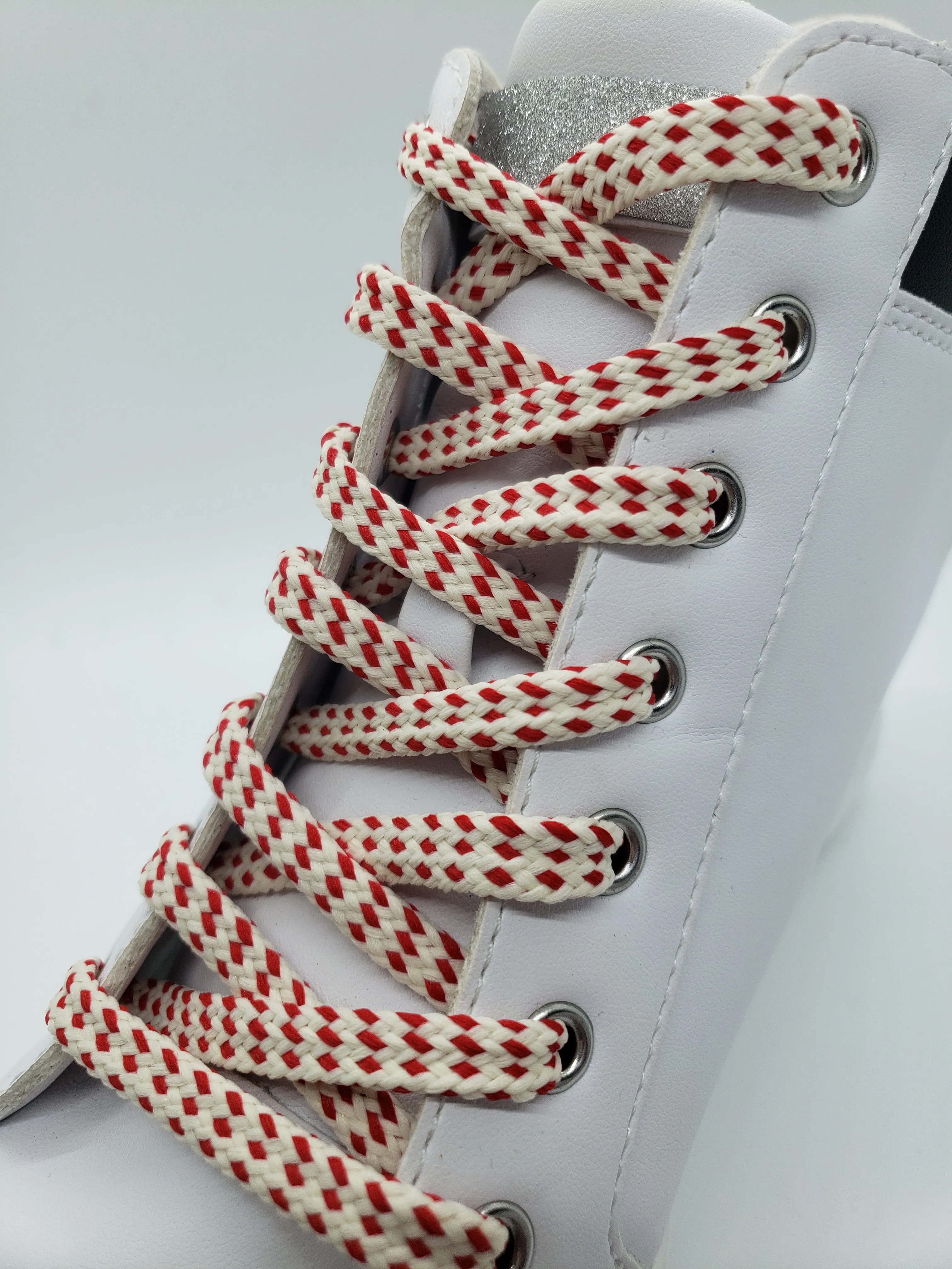 Hybrid Shoelaces - Cream with Red Accents
