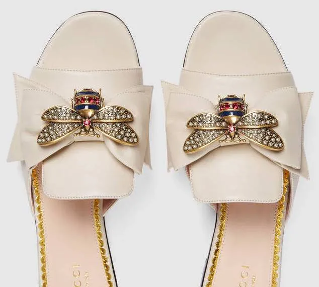 Leather Slide with Bow