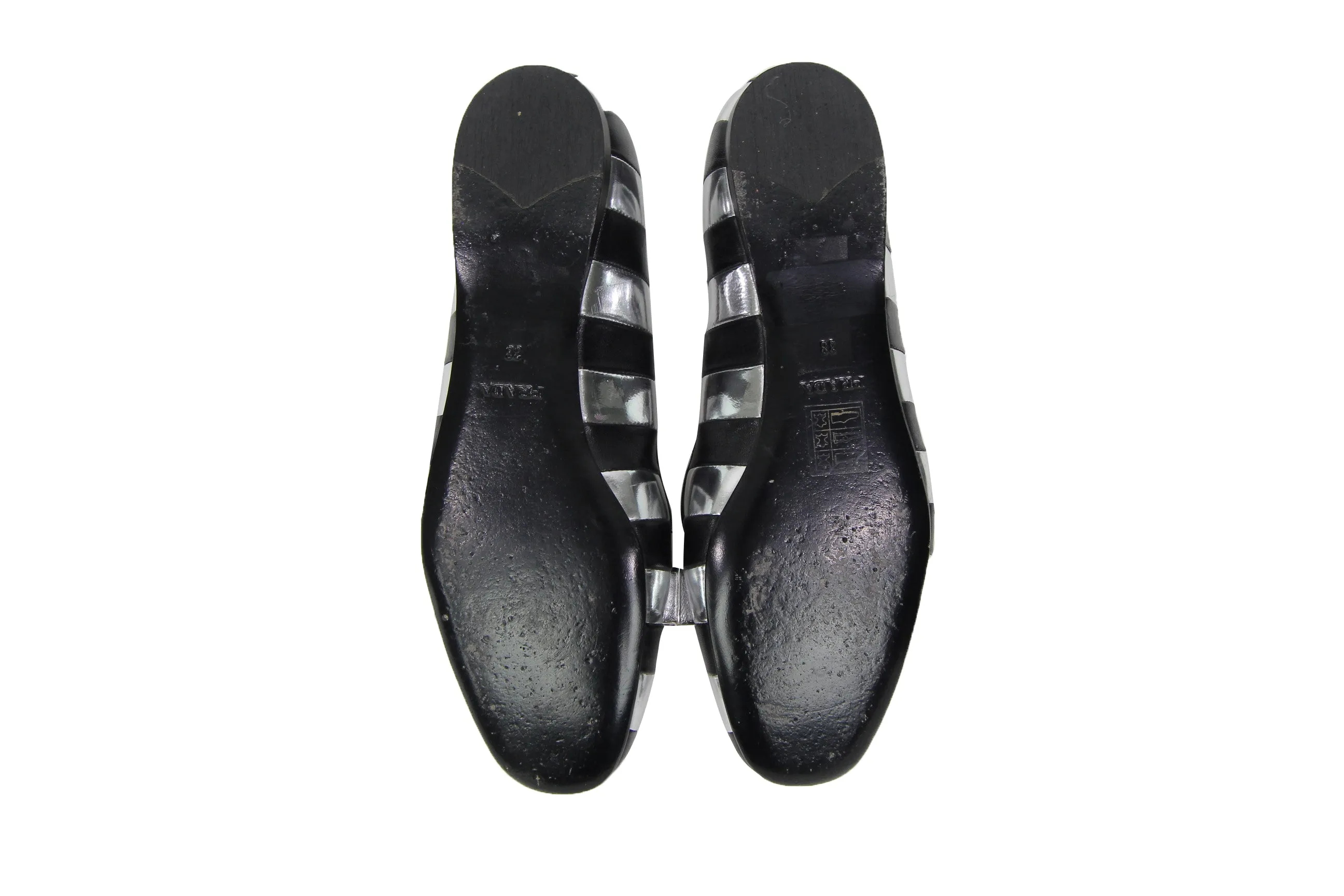 Leather Stripe Flats | Size 8 US 38 EU
