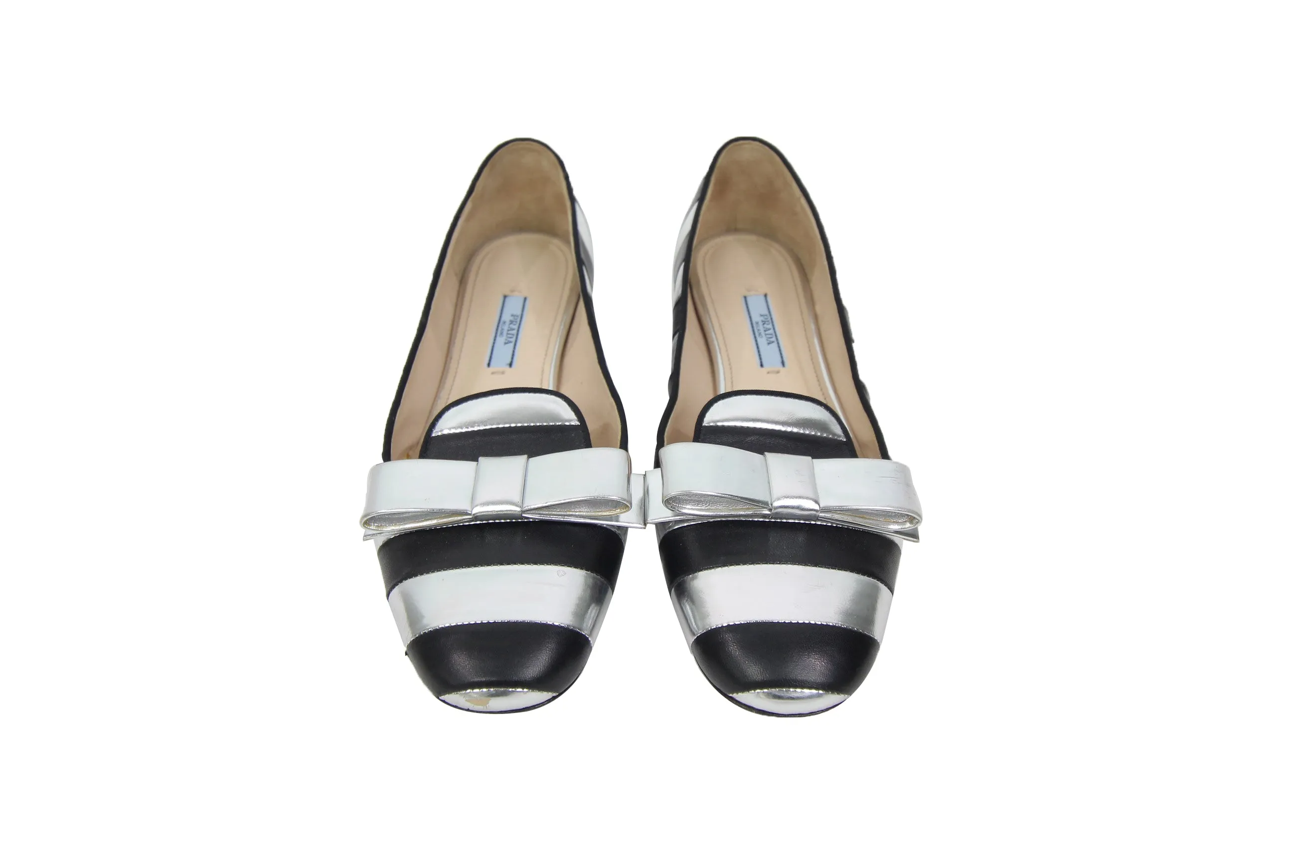 Leather Stripe Flats | Size 8 US 38 EU