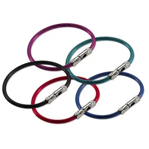 Lucky Line 5" Flex-O-Loc Cable Key Ring, Galvanized Steel, Corrosion-Resistant, Assorted Colors, 5 Pack (7110005)