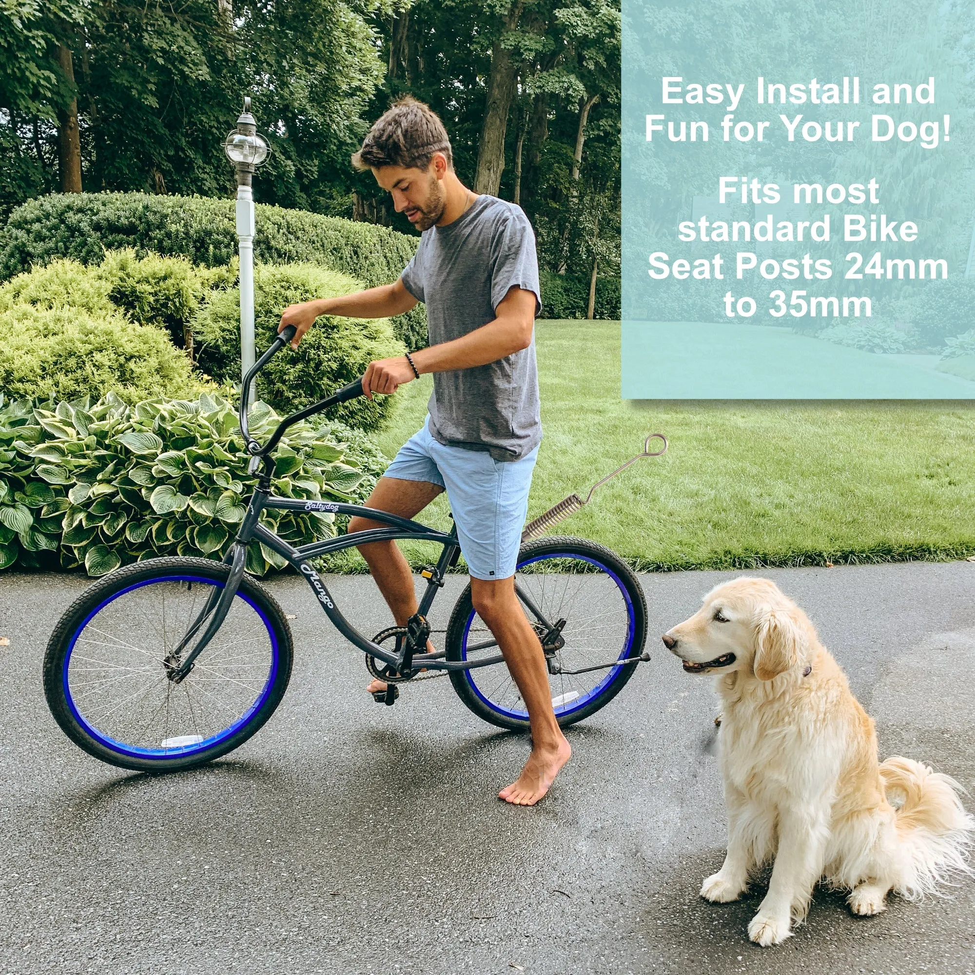 Lumintrail Dog Bike Leash Attachment for Hands Free Dog Walking and Exercise - Leash Included