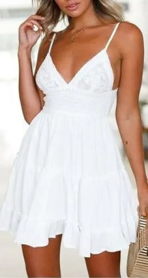 Macramé Tier Mini Dress
