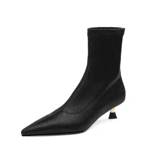 Mara Black Kitten Heel Ankle Boots