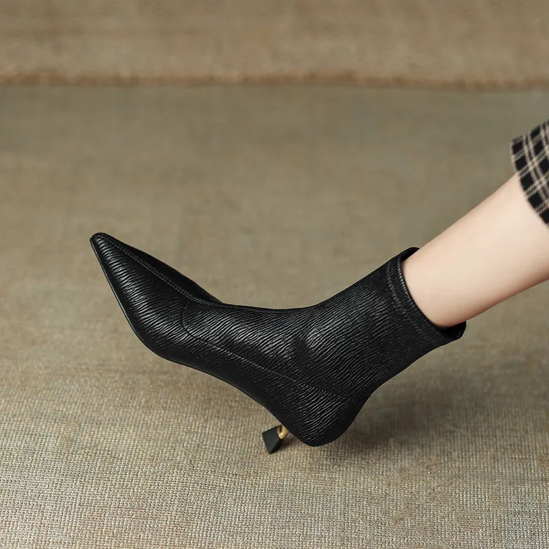 Mara Black Kitten Heel Ankle Boots