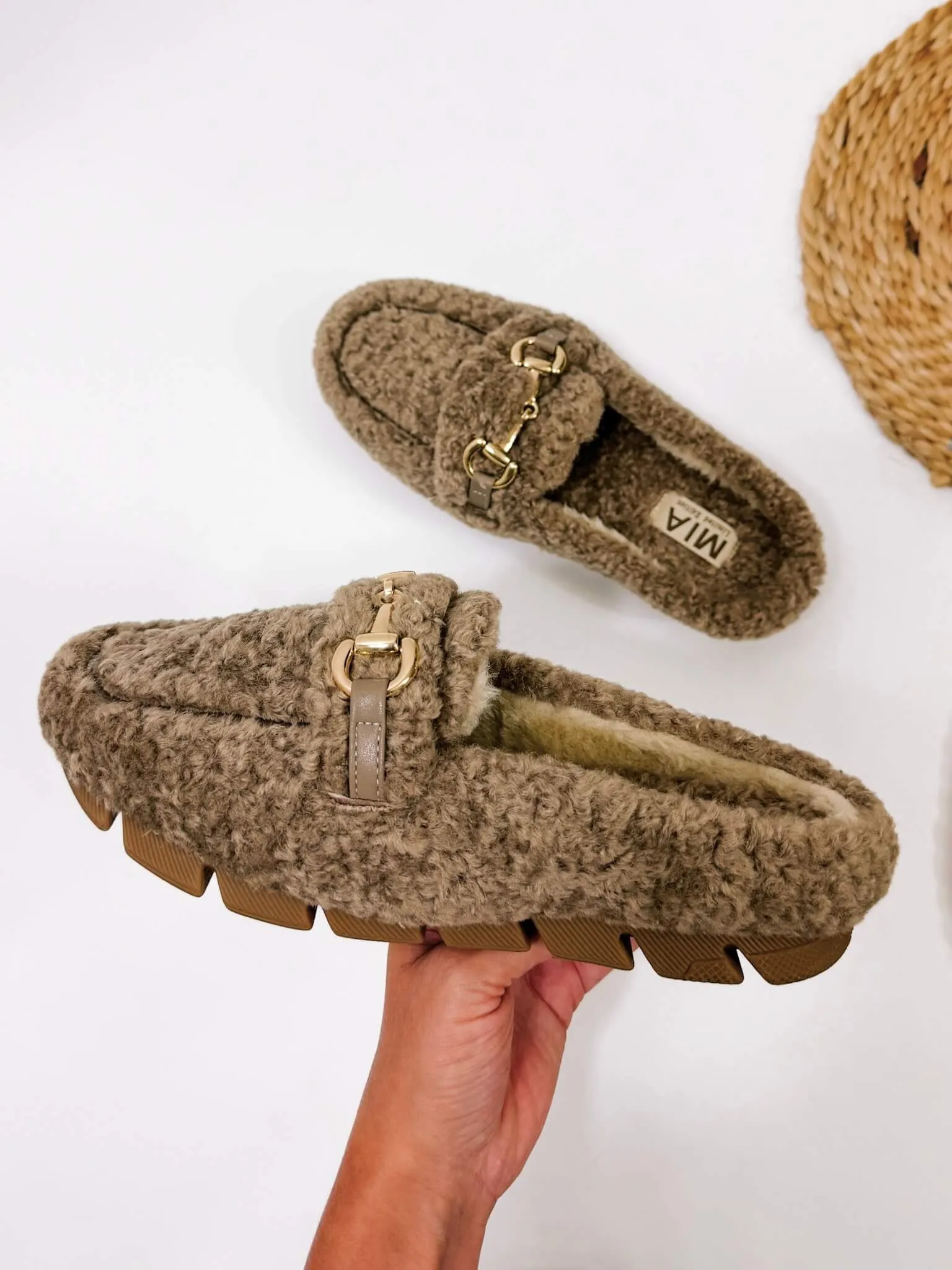 MIA Limited Edition Cocoa Faux Shearling Mule
