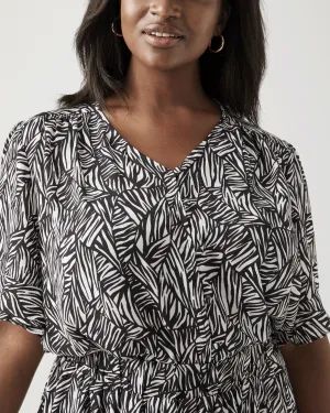Mila Ruffle Sleeve Blouse | Black / White