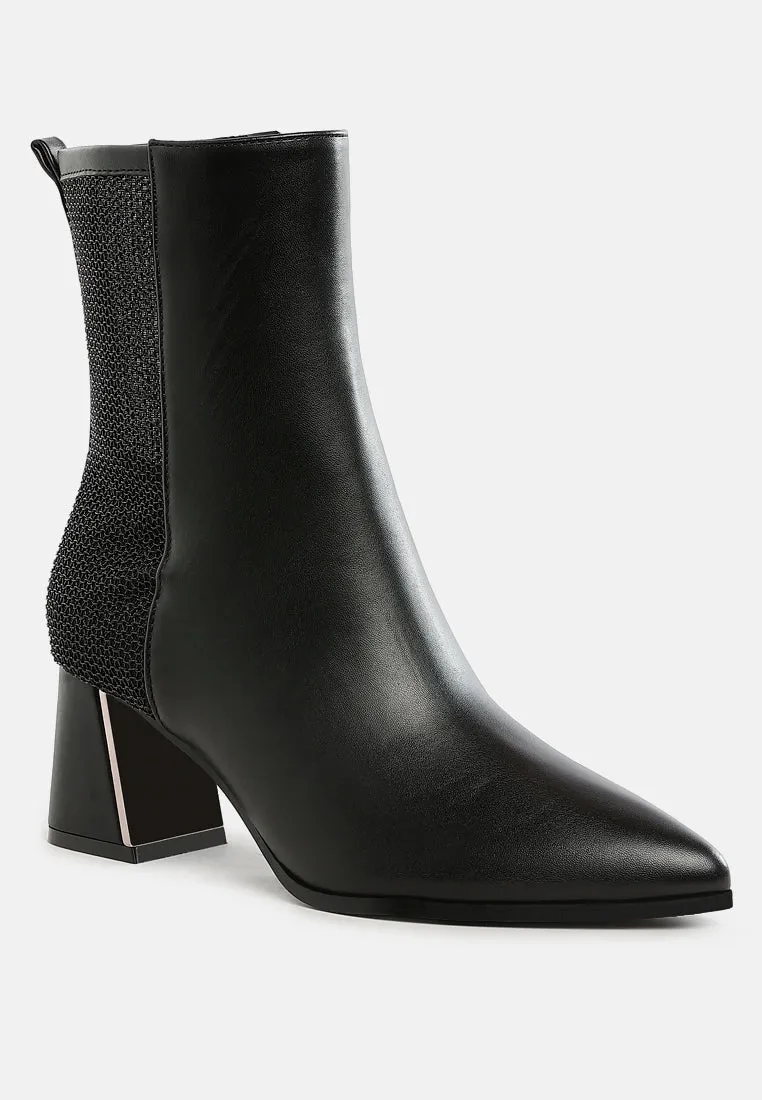 Mimosa Mesh Detail Pointy Ankle Boots