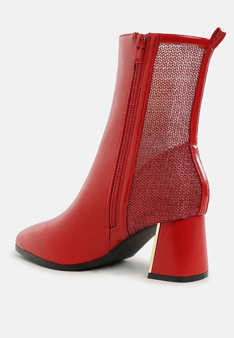 Mimosa Mesh Detail Pointy Ankle Boots