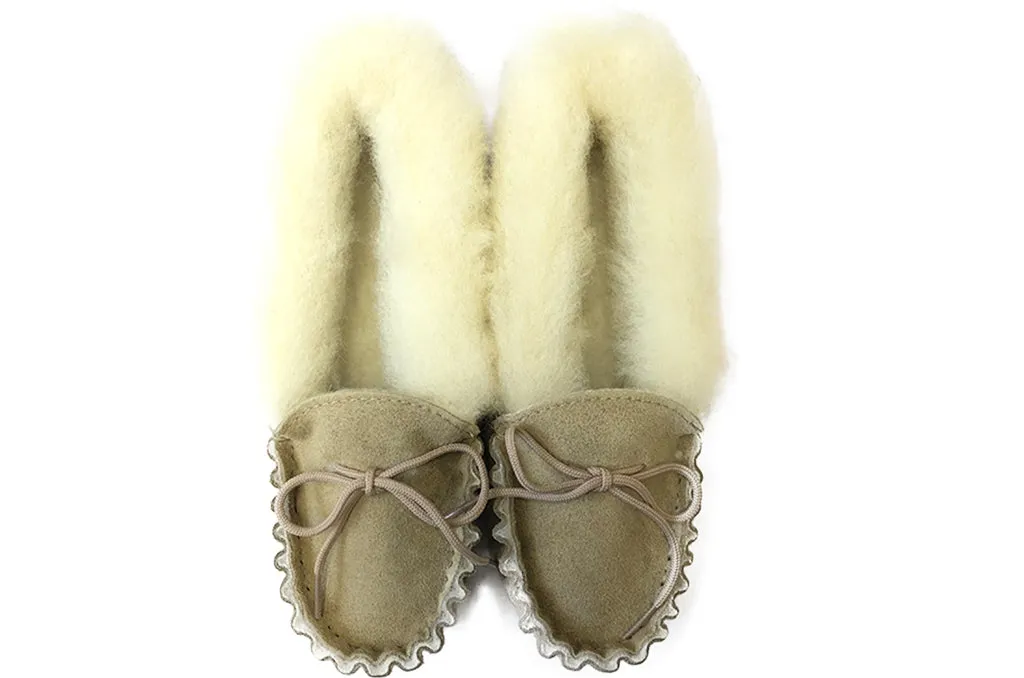 Natural Ladies Moccasins Hard Sole
