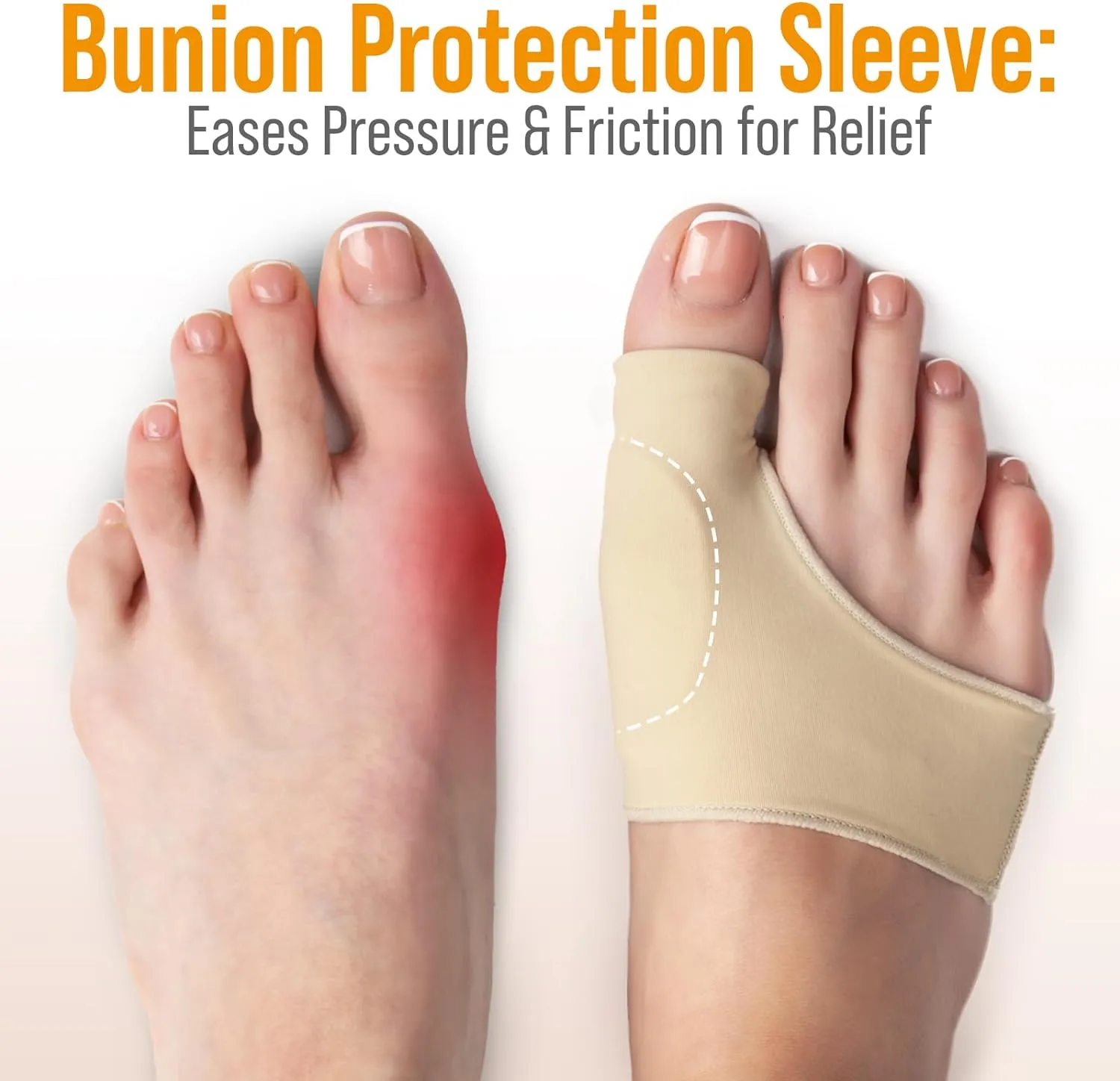 NEW 5 STARS UNITED Bunion Relief Sleeve with Gel Cushion – 2-Pack Hallux Valgus Cover for Men and Women - Toe Spacer Socks with Pads for Comfort and Protection